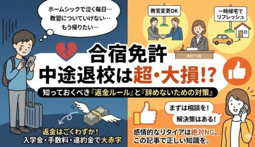 合宿免許を途中で辞めたい…リタイア時の返金規定と「損しない」ための引き際
